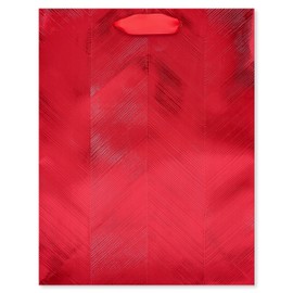 Papyrus 13" Large Christmas Gift Bag, Metallic Red Chevron (1 Bag)