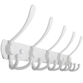 WEBI Coat Rack Wall Mount,Coat Hooks Wall Mounted,Coat Hanger Wall,Hook Rack Rail,Wall Coat Rack with Hooks for Hanging Jacket,Clothes,White