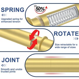 XIQIYY Gold Small Tension Rod 18-32 Inch Short Shower Curtain Rod No Drilling Expandable Closet Spring Rod,Stainless-Steel