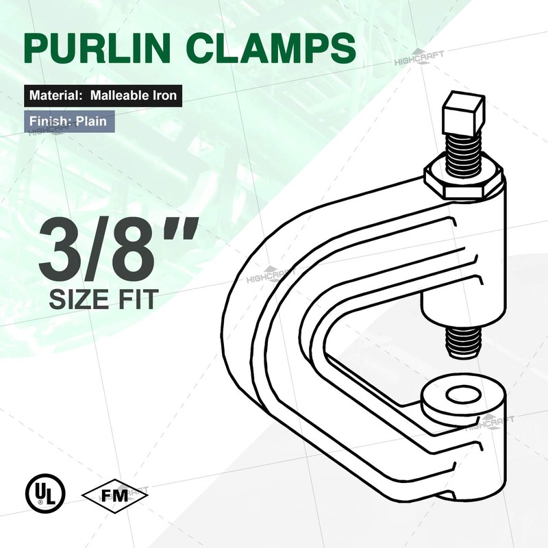 Highcraft DMQV-QM38-10 Heavy Duty Industrial Purlin Beam Clamp for 3/8''