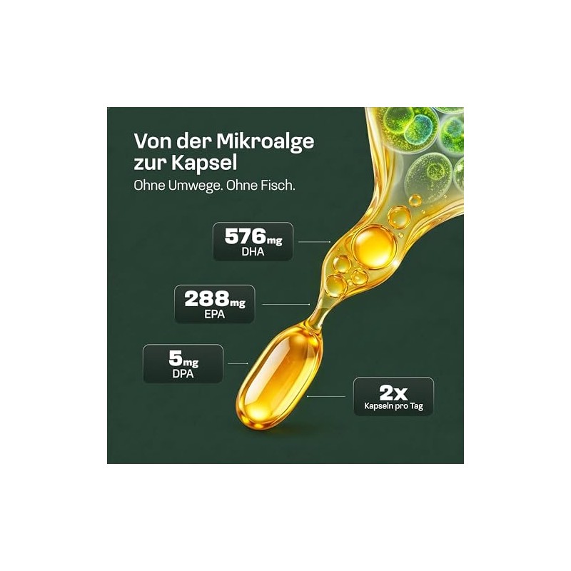 NatuRise Omega 3 Capsules Vegan - 1440mg Algae Oil per