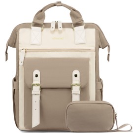 LOVEVOOK 17 inch Laptop Backpack for Women, Teacher Nurse Work Travel Backpacks Purse,Computer Bag, Khaki Beige