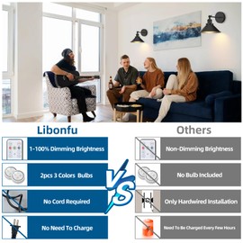 Battery Operated Wall Sconce Set of 2,Vintage Sconces Wall Decor Set of 2 with Remote,Dimmable Wall Lights for Living Room,Wall Lamp Fixture Indoor Bedroom Farmhouse Gallery Kitchen,Black