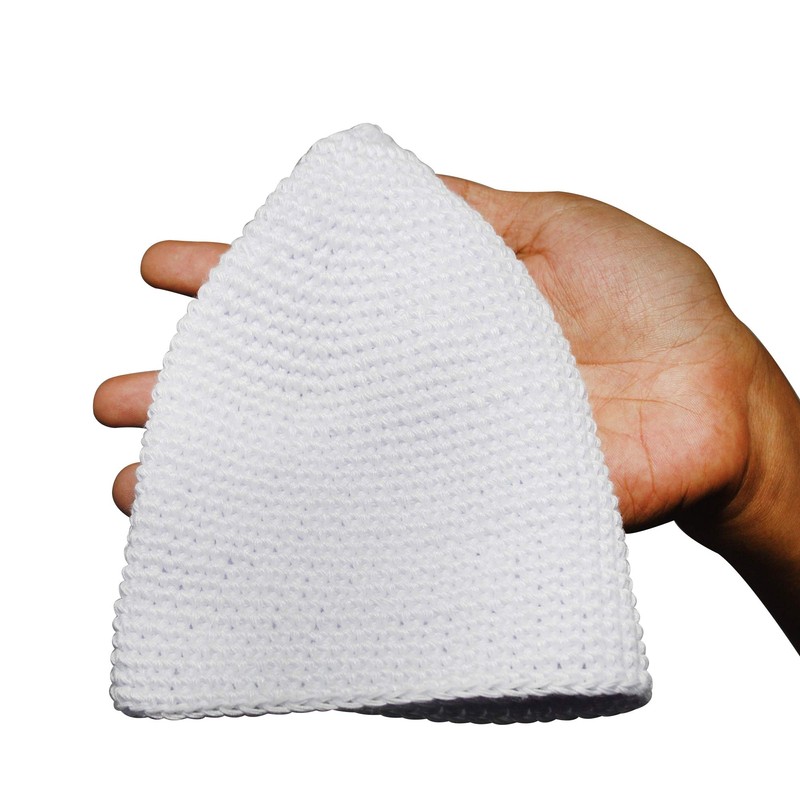 Hand-Crocheted Cotton White Skull Cap Comfortable Head Cover (Small)