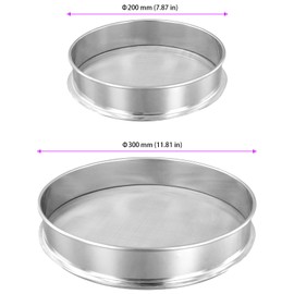 NAMYEUT Flour Sieve 80 Mesh and 120 Mesh, Flour Sieve Stainless Steel Set, Flour Sieve Fine Mesh, 20 cm and 30 cm Diameter, Kitchen Sieve for Flour, Powdered Sugar, Pack of 2