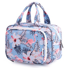 Full Size Toiletry Bag Large Wash Bag Makeup Bag Travel Organizer Cosmetic for Women (Aqua Flamingo)