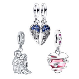 Amuefer Pack of 2-3 Charm Glowworm Butterfly Turtle Donut Coffee Cup Love Dangle Charms for Bracelets 925 Sterling Silver Pendant for Necklaces Birthday Christmas Jewellery Gifts for Women, Sterling