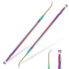 Chumia 2 Pieces Eyelash Lift Perm Tool Lash Separator Tint Tool Stainless Steel Metal Lash Lift Rods Tool for Eyelash Eyebrow Perming Tinting Curling Extensions Supplies (Multi Color)