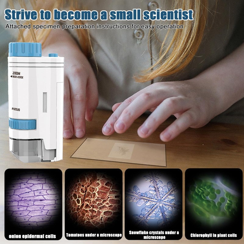 Mini Microscope Children's Funmo Pocket Microscope Children's Microscope for Children