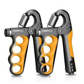 ISLEHOP 2 Pack Hand Grip Strengther, Upgraded Grip Strength Trainer with Adjustable Resistance 11-220Lbs(5-100kg),Forearm Strengthener ,Finger Trainer with Counter,Hand Exerciser for Muscle Building (Yellow)