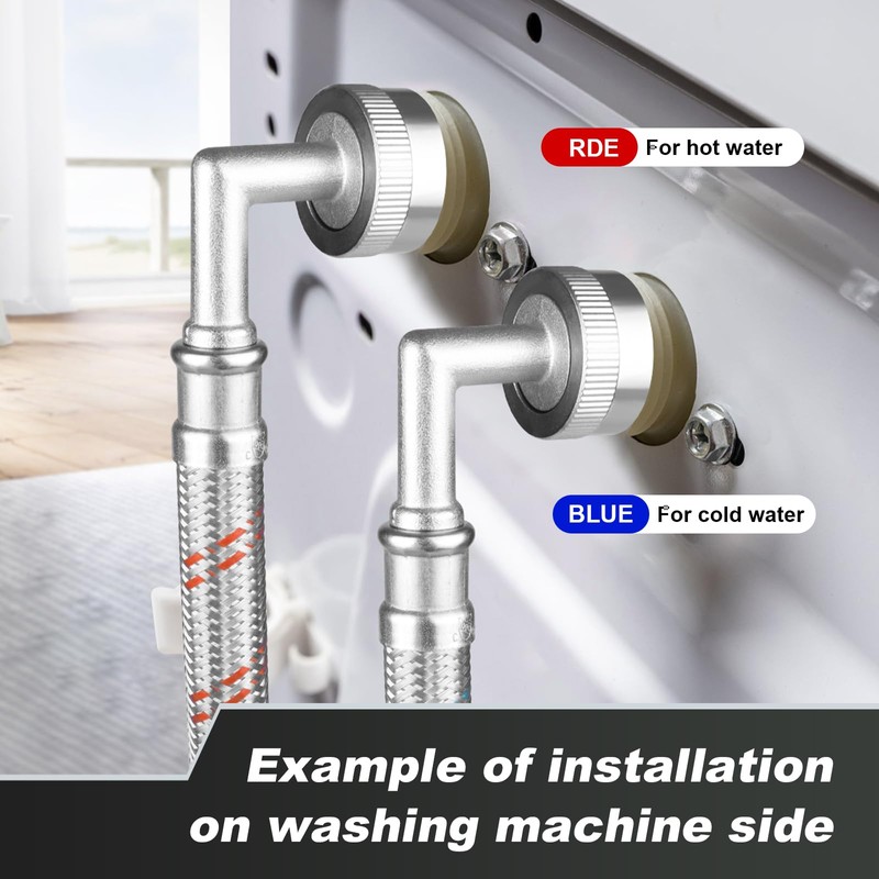 Premium Stainless Steel Washing Machine Hoses With 90 Degree Elbow