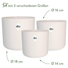 elho B.for Soft Round - Flower Pot for Indoor Use - 100% Recycled Plastic - Set of 3 - Diameter 14, 16, 18 cm - White