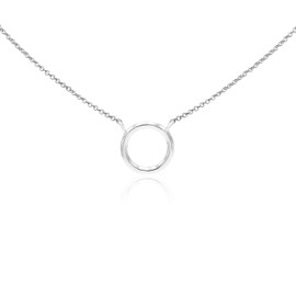 SEA OF ICE Sterling Silver Minimalist Karma Open Circle Open Circle Necklace for Women, 18" Rolo Chain