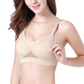 4HOW brasier de bombeo manos libres de maternidad para lactancia materna y brasier de lactancia en un solo cómodo, suave, gran apoyo, Negro + gris + beige., M