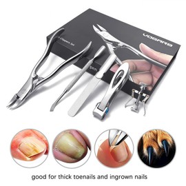 VOGARB Long Handled Toenail Clippers for Seniors Thick Nails, Ultra Sharp Toe Nail Clippers for Men, Heavy Duty Stainless Steel, 5pcs Set