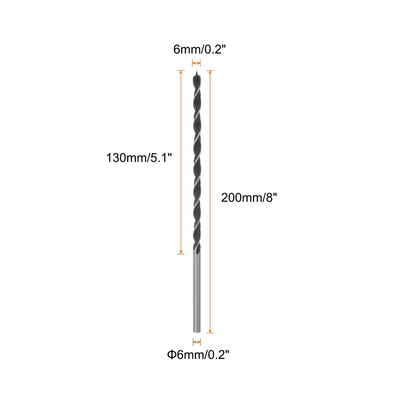 sourcing map 5pcs Brad Point Drill Bits 6mm(15/64") Dia Straight