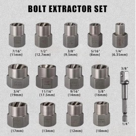 Unbranded 14 Pcs Nut & Bolt Extractor Kit, of Bolt Removal Tool Set, Extractor Socket Tool