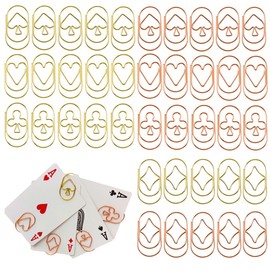 RuiChy 40 Pcs Poker Shaped Paper Clips, 36mm Metal Paperclips Journaling Paper Clamps Memo Clips Page Marker Stationery Paperwork Document Organizing Bookmark for Decorating Postcards Envelope Holder