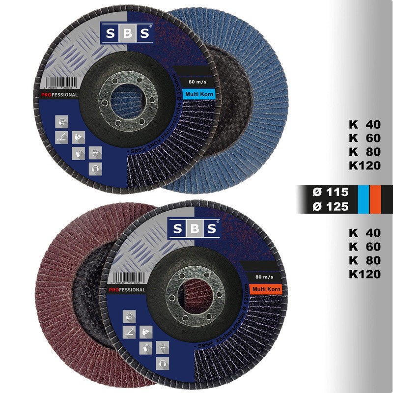 10 Stück SBS Fächerscheiben ø 125 mm Korn 120 Braun