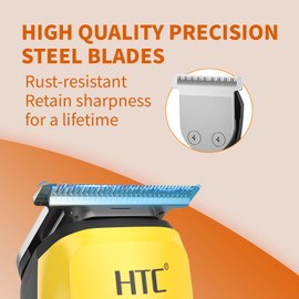 HTC Hair Clippers for Men, All-in-One Electric Razor and Beard Trimmer, Cordless, Quick Charging, User-Friendly(Yellow)