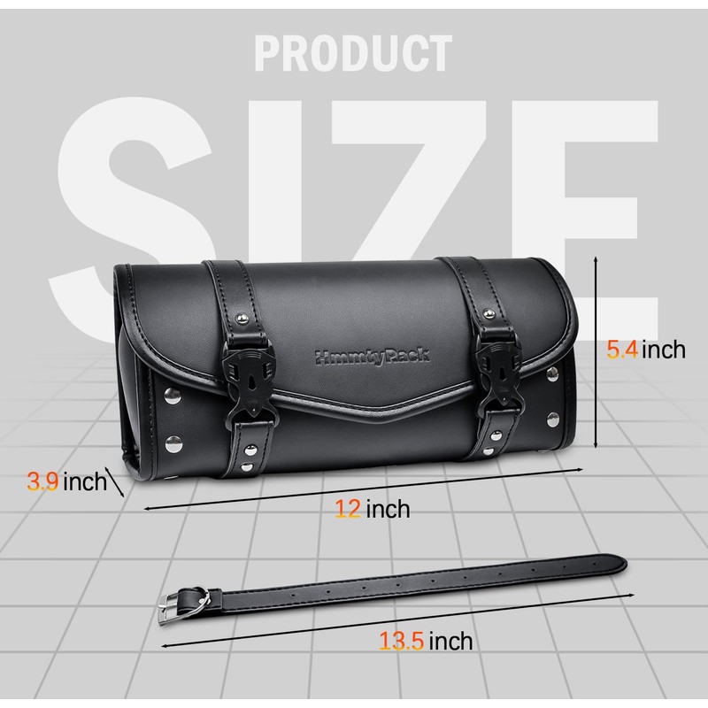 HmmtyRack Motorcycle Tool Bag,Universal Motorcycle Fork Bag,Waterproof PU Leather Roll