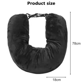 Travel Neck Pillow, Travel Pillow Stuffable with Clothes, Soft Plush Stuffable Airplane Travel Pillow, Travel Essentials for Women Men (Black)