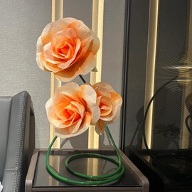 VepQuSa 3 Pack Giant Paper Artificial Rose Flowers,Big Rose Flower for Decoration with Adjustable Stand for Garden, Hotel, Office, Photography Props, Wedding,Art Gallery, Shop Window Display(Orange)