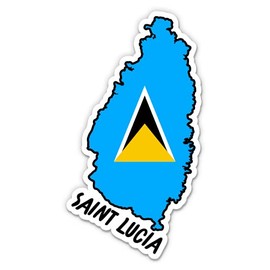 Squiddy Saint Lucia Map with Flag - Vinyl Sticker Decal for Phone, Laptop, Water Bottle - 3"