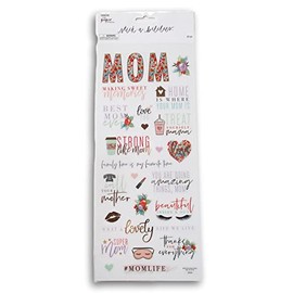 Mom Foil Mother's Day Stickers for Journaling, Scrapbooking, Cardmaking, Arts & Crafts - 25 Pieces