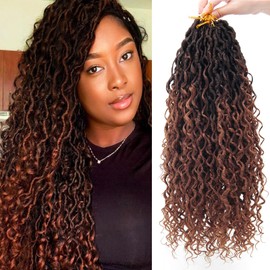 8Packs Goddess Locs Crochet Hair 18Inch Boho Faux Locs,Crochet Locs With Curly Ends River Hippie Locs Bohemian Locs Crochet Hair for Black Women(4/30, 18inch(Pack of 8))