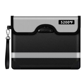 6000°F Fireproof Money Bag with Lock, Waterproof Document Bag with Zipper and Reflective Strip, Fire Resistant Safety Storage Pouch for A4 Letter Size Documents for Cash, Tablet, Passport