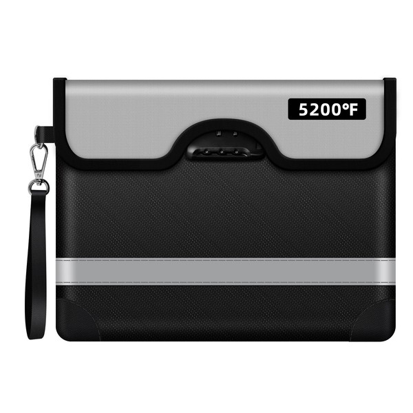 6000°F Fireproof Money Bag with Lock, Waterproof Document Bag with