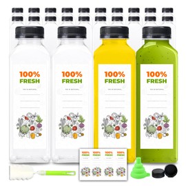 The Buyer Choice 24 Pcs 16oz Plastic Bottles with Caps, Empty Juice Bottles with Tamper-Evident Caps – Leak-Proof, Odourless & Lightweight Juicing Bottles - Perfect for Cold Drinks