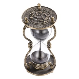 CNCJ Hourglass Timer Sand Clock 60 Minute: Brass Medieval Dragon Black Sand Watch 60 Min, Large Reloj De Arena, Gothic Fantasy One Hour Sandglass for Gifts, Home, Desktop Decor