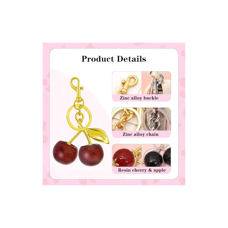 Gorgeous Cherry Bag Charm Set - Gold & Silver Keychain