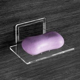Self Adhesive Soap Dish Wall Mounted, 4 Slot Acrylic Soap Saver, Sponge Soap Holder for Shower Wall, Bathroom, Kitchen (Clear)