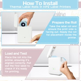 Label Maker Tape - 14x40mm (0.55”x1.57”) Thermal Label Rolls - 3 Rolls/Box - White, Blue, Pink - Self-Adhesive - for HP2, HP3, HP4 and D30 - Ideal for Inventory, Home, and Office Organization