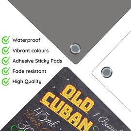 Cocktail Bar Signs - Set of 4 Classic Recipes for Drinks, Kitchen Plaques, Bar Décor, Pub, Club Bartender - Indoor/Outdoor - 20cm x 30cm