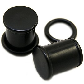 MallGoodies Black Single Flare Acrylic Saddle Earlets Solid Ear Plugs 10G Gauge to 1-1/4" Inch 1 Pair Each (00G (10mm))