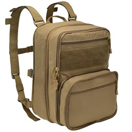 tactifans Tactical Expandable Backpack, Chest Rig Backpack MOLLE Assault Hydration Pack for PC Vest, Coyote Brown