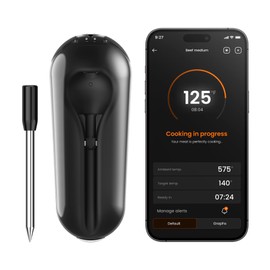 Orka Meat It 3 Wireless Bluetooth Meat Thermometer for Cooking - Direct-Heating Flame Resistant - Measures Core, Surface, & Ambient Temperatures - For BBQ, Oven, Grill, Sous Vide, Smoker (320ft Range)