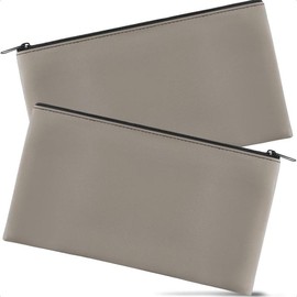 2 Pack Money Bags with Zipper cash envelope - 11x6.1 Inch Money Pouch, Bank Bag, Cash Bag & Check Wallet for Secure Storage:_Grey