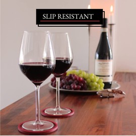 Barvivo Drink Coasters Set of 8 - Tabletop Protection for Any Table Type, Wood, Granite, Glass, Soapstone, Marble, Stone Tables - Perfect Red Soft Coaster Fits Any Size of Drinking Glasses