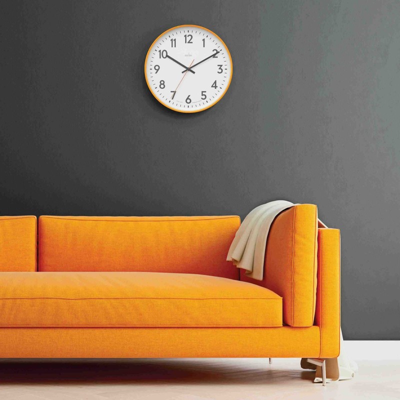 Acctim Hugo Modern Bright 30cm Wall Clock (Tangerine Dream)