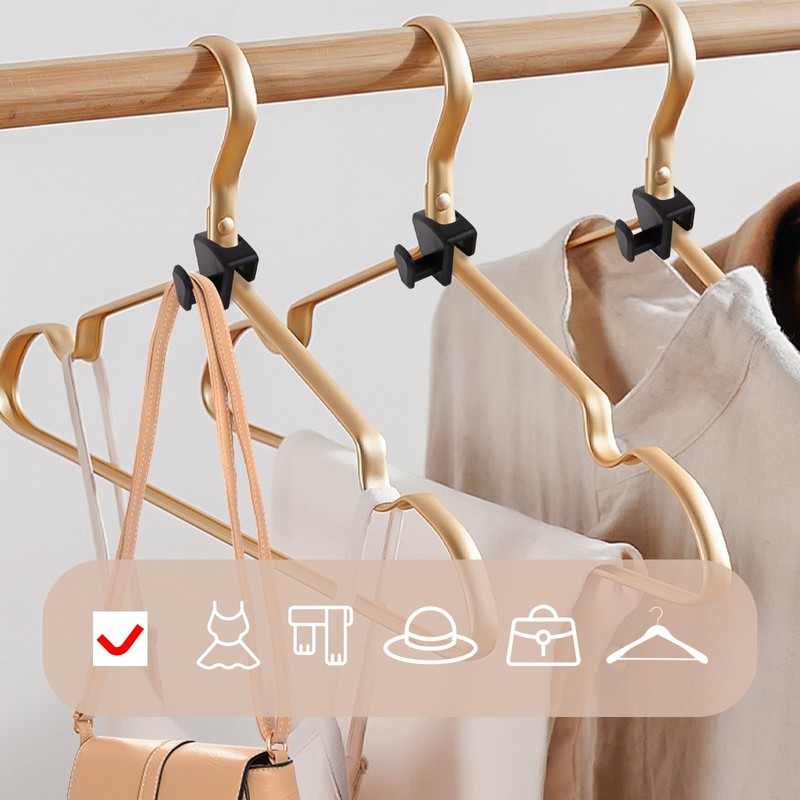 YOLCAR 60 Pack Space Saving Hanger Hooks, Black Plastic Triangle