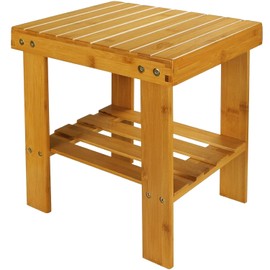 STARVAST Small Bamboo Step Stool Shoe Bench Multi-Functional Wooden Stool Seat Kids Foot Stool Ideal for Entryway Foyer Hallway Garden - Large Size