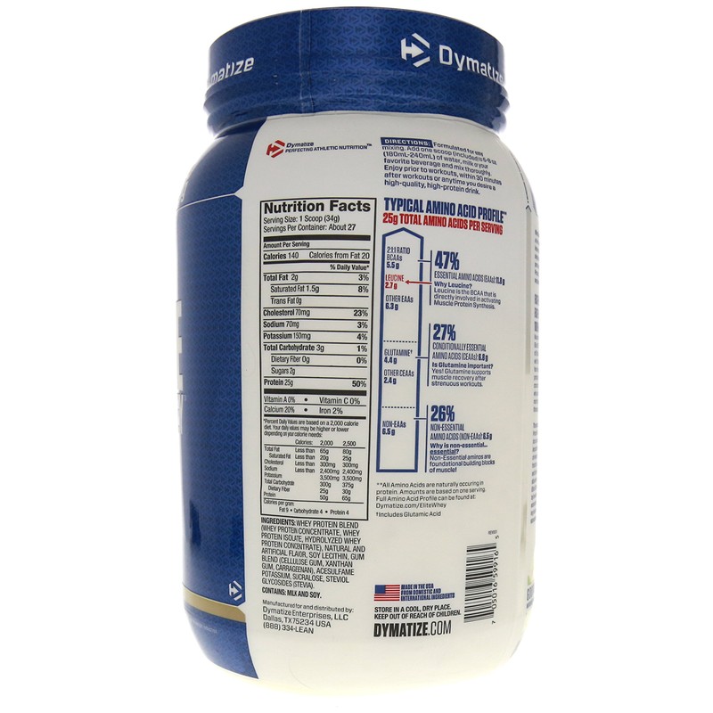 Dymatize Nutrition Elite Whey Protein Powder, Gourmet Vanilla, 2 Pounds