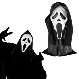 Máscara Halloween, Disfraz Halloween de Ghostface, Máscara de Terror de Látex Cuentan con Diseño Ventilación Científica, Ideal para Fiesta de Halloween, Disfraz y Decoración