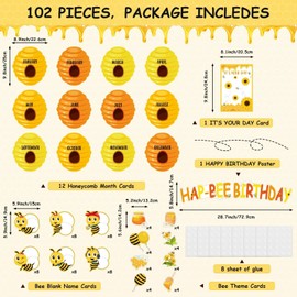 Qyeahkj Bee Birthday Bulletin Board Set Birthday Bee Hive Decorations Birthday Classroom Bulletin Board Honeycomb Cutouts Bee Bulletin Board Birthday Supplies for Teacher School Classroom Wall