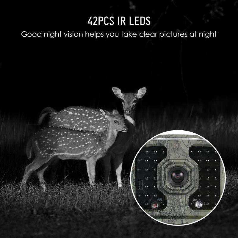 Trail Camera 16MP 4K Waterproof Game Hunting Camera with Night